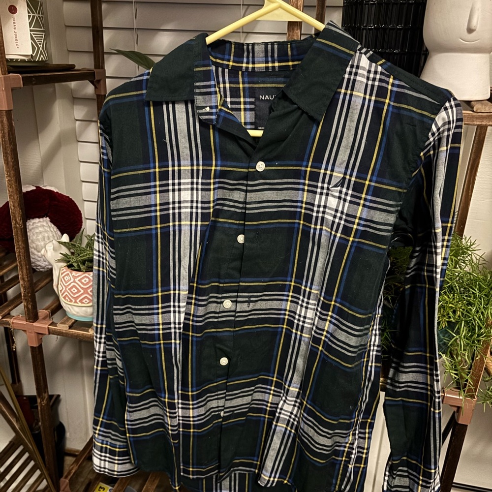 Nautica Women's Plaid Button Down Shirt - Green, Blue, Yellow, White